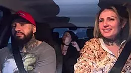 Rideshare babe sucks tiny hard tits till backseat cum explosion 🚗💦