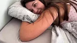 Sharing bed with hot brunette she moans i cum inside twice