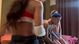 called partner over to tease two fresh young cuties around