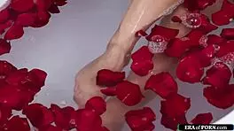 petite asian wife gags on husband's monster cock deepthroat in bathroom