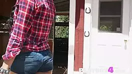 sweet ebony model teases with outdoor strip after steamy poses