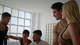 Russian Babe Endures Intense Gangbang Double Penetration