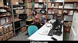 officer rips clothes off asian shoplifter jasmine grey and pounds her bent over to punish theft