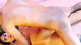 brunette asian girlfriend deepthroats ebony cock before cum on tits creampie