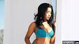 Ebony Hairy Pussy Smashed Hard in Garage Interracial Gangbang