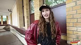 german scout mari moon's slim body takes rough casting fuck with eye cumshot