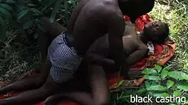 Ebony teen 18+ with hairy ass takes first big black cock