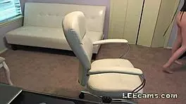 Brunette teen 18+ rides dildo in homemade masturbation