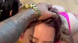 ruiva e morena sucking big cock before anal assfucking in lingerie