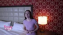 Petite brunette teen 18+ gets creampied doggystyle pov