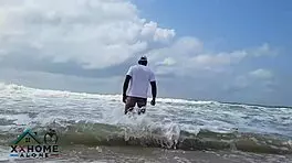 Naughty curvy teen addict squirts wet pussy orgasms in first beach sex quickie pounding.