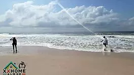 Naughty curvy teen addict squirts wet pussy orgasms in first beach sex quickie pounding.