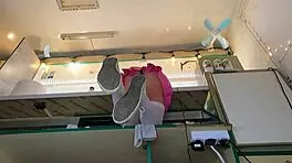 Super slim 18-year-old teases in pear thong braless outdoors