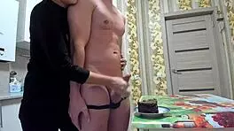 Watch Cougar Milf Suck Big Cock in Food Fetish Cfnm Before Creampie Explosion!