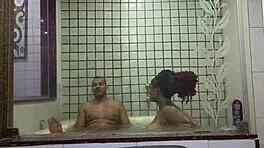 Latina teen tempts with tits in first hydromassage seduction