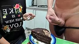 Watch Cougar Milf Suck Big Cock in Food Fetish Cfnm Before Creampie Explosion!