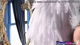 Petite Skinny Angel Dreaming Strips Lingerie Rips Clothes Naked Natural Tits