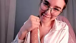 freya erlenberg glasses stockings tease pussy fuck solo