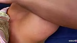 ピアスまんこ金髪熟女が少年誘惑で中出し激セックス後自分汁飲む