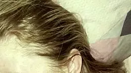 Blonde babe sucks huge cock in bedroom then gets wet pussy pounded