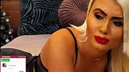 blonde slut moans loud on cam beggin for tips