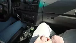 Public Car Trip Turns into Sloppy Turn-by-Turn Blowjobs