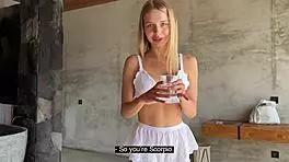 blonde babe drops panties for rough doggystyle outdoor pounding