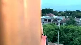 celeste alba fucks black cock builder hard makes him squirt all over rooftop balcony in cali