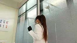 Doctor, fuck me hard cowgirl then doggy in your office!