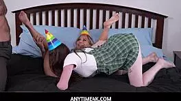 Hot group threesome celebrates birthday with intense fun