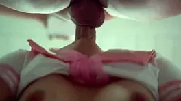 petite slut sucks massive cock deep while parents away see-through tease