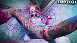 tattooed punk slut doubles up toys in ass and pussy play 💦