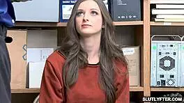 tattooed brunette shoplyfter teen spreadeagle pussy fuck bent over doggystyle facial