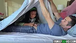 Sneaky Brunette Teen Blows Fucks Older Man