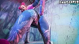 tattooed punk slut doubles up toys in ass and pussy play 💦
