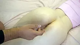 first timer babe stretches ass with buttplug then deep anal fingering