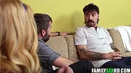 Blonde teen slut teases and sucks stepsis boyfriend's cock