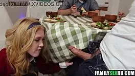 Blonde teen slut teases and sucks stepsis boyfriend's cock