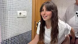 hairy pussy creampie quickie as stepdad fills her while friends wait nearby