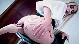 one chair two anal sluts battling huge cocks and toys