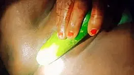 Village housewife's wet pussy stuffed with huge cucumber 😍 cumshot fun!