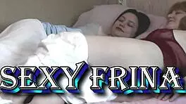 adult blonde milf and cute brunette student kiss passionately in bedroom before doggy pussy play