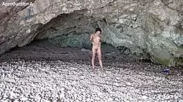 Mona Blue Fingers Pussy Solo on Crowded Beach
