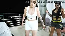 mia montielth's workout turns into wild horny lesbian pussy licking