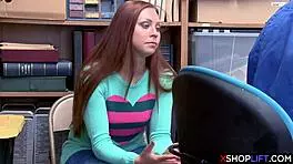 REDHEAD SHOPLIFTER TEEN SMASHED ROUGH BY MALL COP!