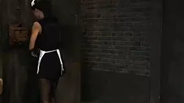 bound lesbian slave chained and whipped in brutal garage domination