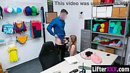 Little Slut Rips Clothes for Hardcore Doggystyle Deal with Loss Prevention Officer in Garage
