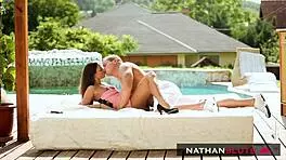 Thrilling outdoor pool quickie leaves amirah adara breathless