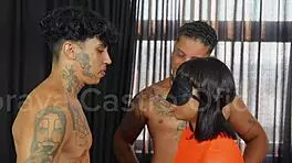 Soraya Castro's first interracial double gangbang penetration