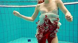 Hot Underwater Teen Marketa in Bikini Pool Play